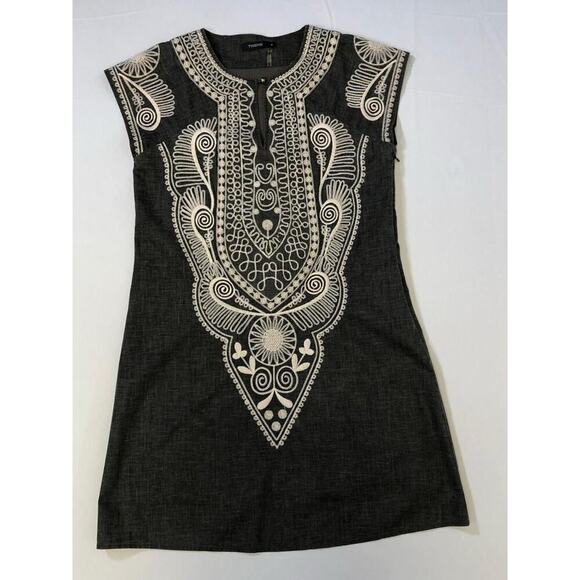 THEME Embroidered Linen Blend Dress Ethnic BOHO Womens Size Small NWOT - Picture 4 of 11